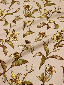 Плательная вискоза "Цветочный вернисаж" цв.бежево-розовый, ш.1.46м, вискоза-100%, 135гр/м.кв