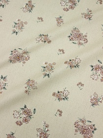 Мерный лоскут Сатин "Анита (кофейные цветочки)", ш.2.35м, хлопок-100%, 110гр/м.кв