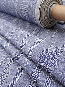 Полульняной жаккард "Импрессия" цв.синий, ш.1.5м, лен-59%, хлопок-41%, 200гр/м.кв