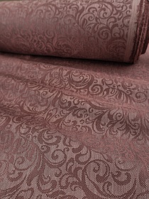 Лен с вискозой жаккард "Кантелена" цв.т.бруснично-кофейный, ш.2.1м, лен-48%, вискоза-52%, 155гр/м.кв
