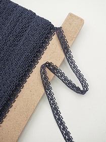 Кружево цв.темный джинс, ш.12мм, хлопок-90%, п/э-10%, рис.071/22