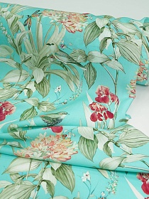 Штапель Премиум (Digital) "Мелодия лугов" цв.бирюзово-мятный, ш.1.45м, вискоза-100%, 110гр/м.кв