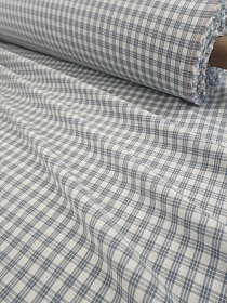 Вареный (стираный) хлопок "Тройная мелкая клетка" цв.серо-голубой джинс, ш.2.5м, хл-100%, 110гр/кв.м