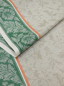 Холст полотенечный жаккард "Василек" цв.нефритовый/бежевый, ш.0.5м, лен-30%, хл-70%