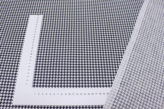 Бязь "Чернильная гусиная лапка на белом", ш.1.5м, хлопок-100%, 110гр/м.кв