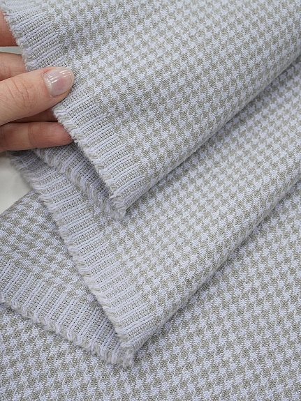 Лен костюмный с эф.мятости "Гусиная лапка" цв.св.голубой/серый, ш.1.45м, лен-100%, 350гр/м.кв