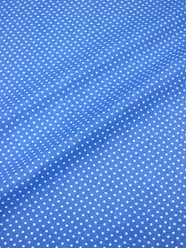 Бязь "Белый горох (3мм) на т.небесно-лазурном", ш.1.5м, хлопок-100%, 120гр/м.кв