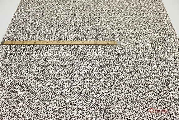 Полулен "Средние шоколадные вензеля на суровом", ш.1.5м, лен-30%, хлопок-70%, 140гр/м.кв