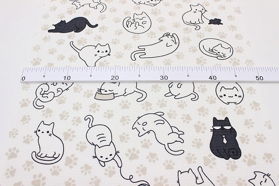 Вафельное полотно (холст) "Котики", СОРТ2, ш.0.5м, хлопок-100%, 165гр/м.кв