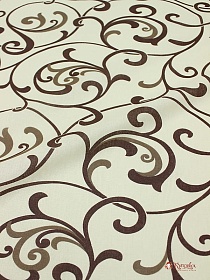 Бязь "Крупные шоколадные вензеля на сливочном", ш.2.2м, хлопок-100%, 120гр/м.кв