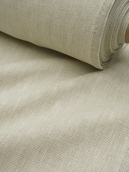 Льняная саржа цв.Натуральный, ш.1.5м, лен-100%, 290гр/м.кв