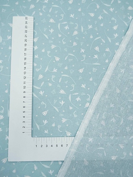 Ситец "Подснежники" цв.св.бирюзово-мятный, ш.0.95м, хлопок-100%, 96гр/м.кв
