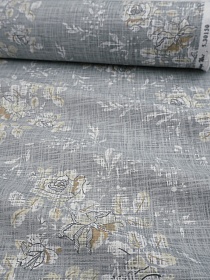 Ткань Дак "Цветочное спокойствие" цв.серый, ш.1.8м, хлопок-65%, п/э-35%, 210гр/м.кв