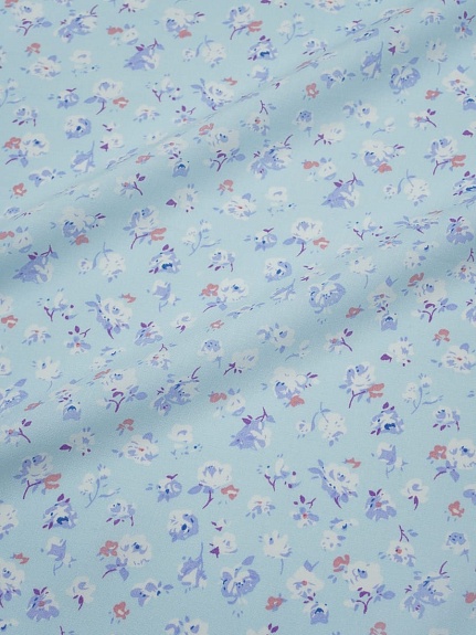 Штапель "Рослини" цв.голубой, ш.1.45м, вискоза-100%, 105гр/м.кв