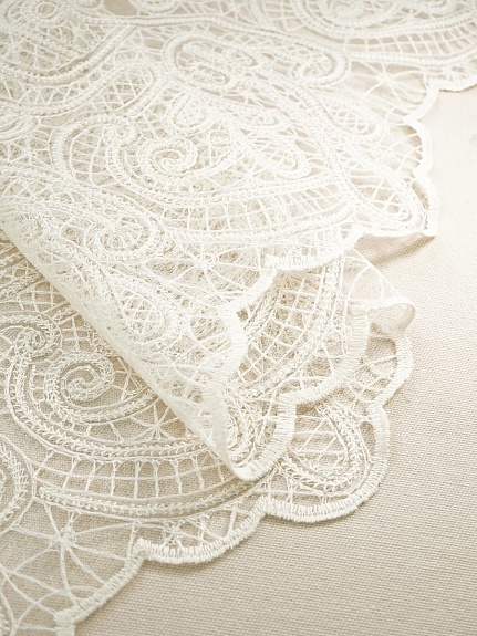 Кружевное полотно "Милада" (фестон с 2х ст.)  цв.кремовый, ш.1.3м, хлопок-80%, нейлон-20%, 90гр/м.кв