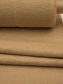 Лен костюмный с эффектом мятости цв.Темный песочно-бежевый, ш.1.45м, лен-100%, 190гр/м.кв