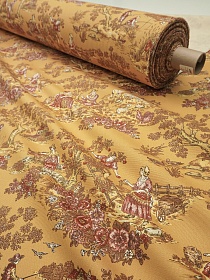 Интерьерный хлопок "Деревенская идиллия" цв.оранжевый, ш.1.5м, хлопок-100%, 255гр/м.кв