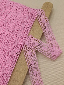 Кружево цв.светло-розовый, ш.25мм, хлопок-90%, п/э-10%, рис.107/11