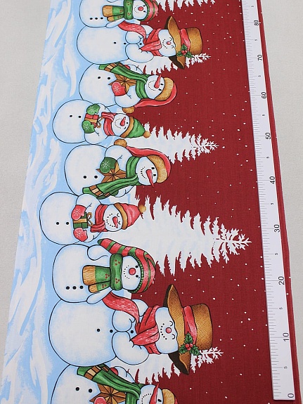 Дорожка "Снеговики-озорники", ш.0.5м, хлопок-100%, 228гр/м.кв