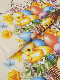 Вафельное полотно (холст) "Яркая Пасха", ш.0.5м, хлопок-100%, 170гр/м.кв, раппорт 63см