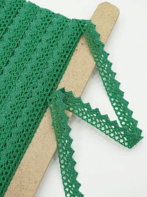 Кружево цв.изумрудно-зеленый, ш.16мм, хлопок-90%, п/э-10%, рис.078/31