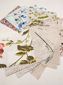 Комплект образцов "Полулён, ш.1.5м, лен-30%, хлопок-70%, тип рисунка "Цветы" №2