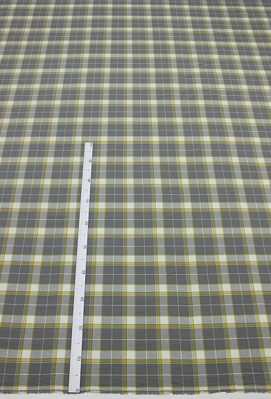 Вареный (стираный) хлопок "Двойная клетка" цв.серый с зеленым оттенком, ш.2.5м, хл-100%, 115гр/м.кв