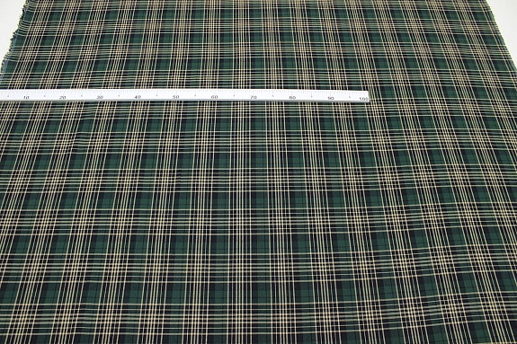 Фуле "Клетка" цв.т.кедр/бежевый, ш.1.45м, хлопок-100%, 180гр/м.кв