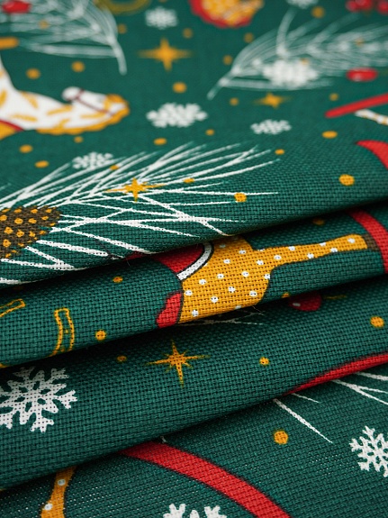 Рогожка "Новогодние лошадки", ш.1.5м, хлопок-100%, 165гр/м.кв