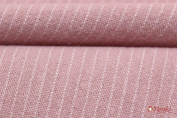 Пестрядь "Мелкая полоска на винтажно-розовом",ш.1,4м хл-95%,п/э-5%, 165гр/м.кв