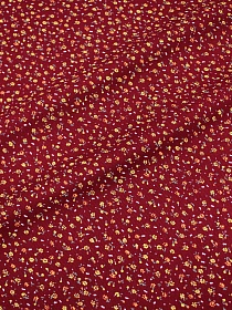 Микровельвет "Маленькие лютики на бордово-красном", ш.1.1м, хлопок-100%, 130гр/м.кв