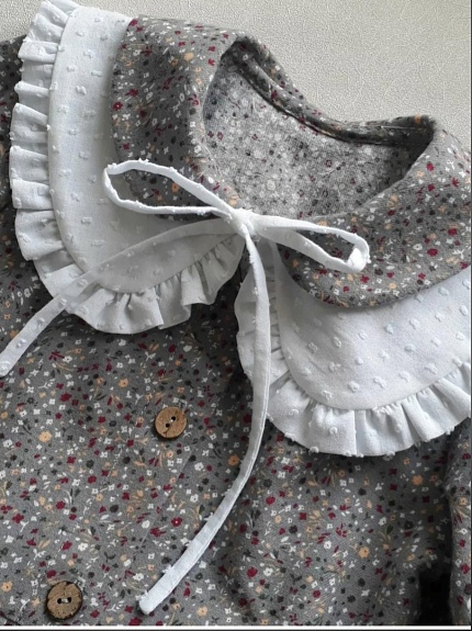 Детское платье из теплого хлопка с муслином "Цветочная карамель"