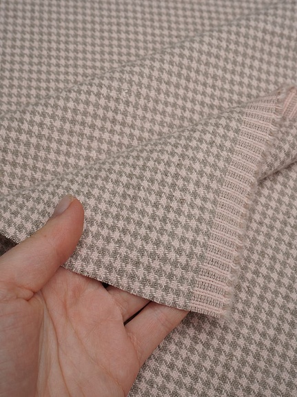 Лен костюмный с эф.мятости "Гусиная лапка" цв.бежевый/лососевый, ш.1.45м, лен-100%, 350гр/м.кв