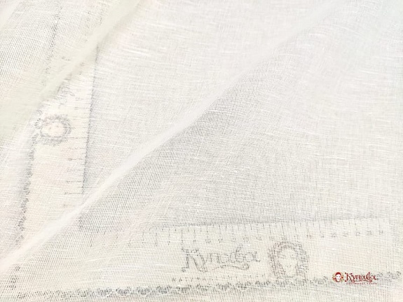 Мерный лоскут - Полулен декоративный "Сетка-вуаль" цв.белый, ш.2.60м, лен-53%, хлопок-47%, 90гр/м.кв