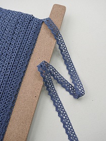 Кружево цв.винтажно-джинсовый, ш.16мм, хлопок-90%, п/э-10%, рис.078/21