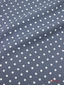 Муслин двухслойный с эф.жатости "Горох на темной серо-голубой дымке", ш.1.41м, хл-100%, 120гр/м.кв