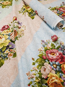Рогожка "Садовый букет", ш.1.5м, хлопок-100%, 165гр/м.кв, раппорт 64см