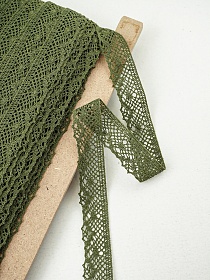 Кружево цв.темный хаки, 30мм, хлопок-90%, п/э-10%, рис.111/32