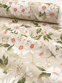 Ткань Дак "Луговые мечты" цв.бежевый, ш.1.8м, хлопок-65%, п/э-35%, 200гр/м.кв