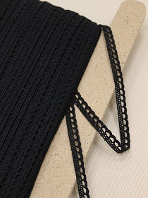 Кружево цв.черный, ш.08мм, хлопок-90%, п/э-10%, рис.092/26