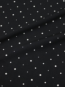 Штапель "Ассорти белого гороха" цв.черный, ш.1.45м, вискоза-100%, 100гр/м.кв