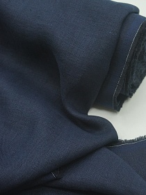 Лен костюмный с эффектом мятости цв.Темный чернильно-синий, ш.1.45м, лен-100%, 190гр/м.кв