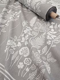 Хлопковый жаккард "Листопадный микс" цв.серый, ш.1.6м, хлопок-100%, 210гр/кв.м, раппорт 74см