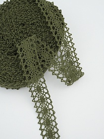Кружево цв.темный хаки, ш.19мм, хлопок-90%, п/э-10%, 10м, рис.047/32