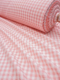 Теплый хлопок "Клетка (0.7*0.7см)" цв.св.лососево-розовый/белый, ш.1.5м, хлопок-100%, 160гр/м.кв