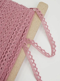 Кружево цв.дымчатая роза, ш.10мм, хлопок-90%, п/э-10%, рис.075/12