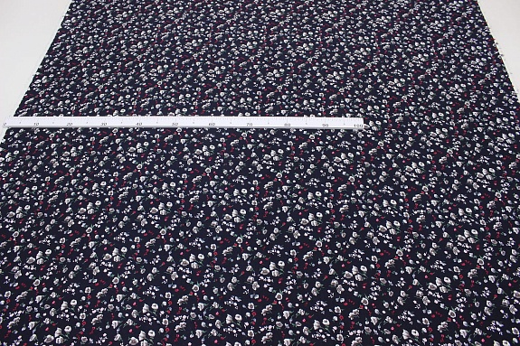 Штапель "Цветочная ночь" цв.т.чернильно-фиолетовый, ш.1.45м, вискоза-100%, 100гр/м.кв