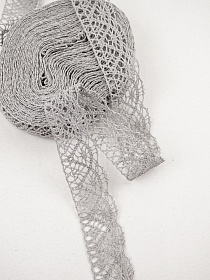 Кружево цв.серый, ш.30мм, хлопок-90%, п/э-10%, 10м, рис.024/7