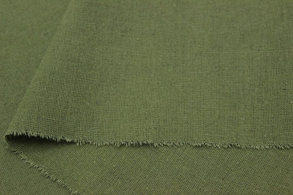 Мерный лоскут (ткань в отрезах) Полулен постельный с эффектом мятости цв.Болотно-зеленый-2, ш.2.15м, лен-30%, хлопок-70%, 155гр/м.кв