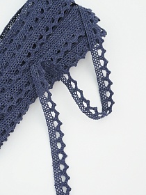 Кружево цв.темный джинс, ш.10мм, хлопок-90%, п/э-10%, 10м